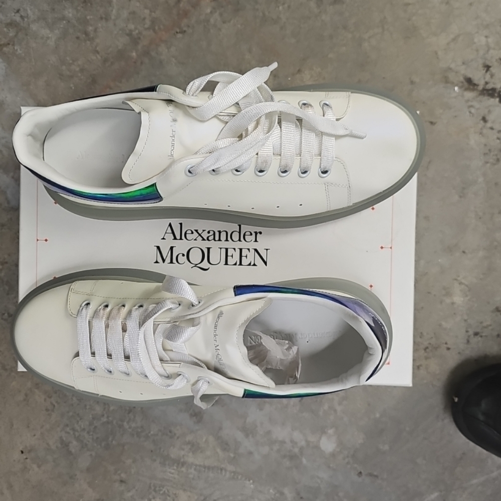 Alexander McQueen white, multi color heel, men size 46 with original box